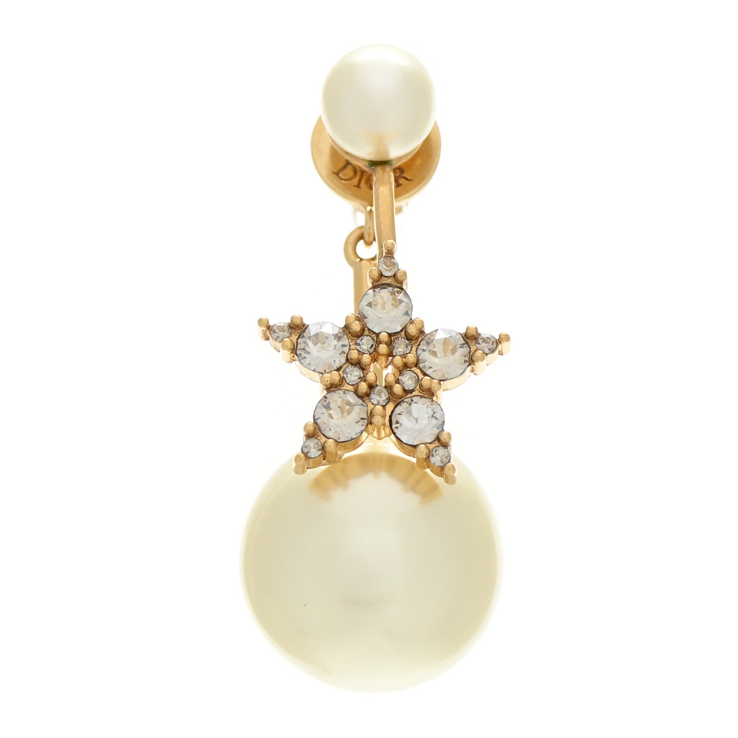 Christian Dior Pearl Crystal My ABCDior Tribales Etoile Earring Gold 1 of 4