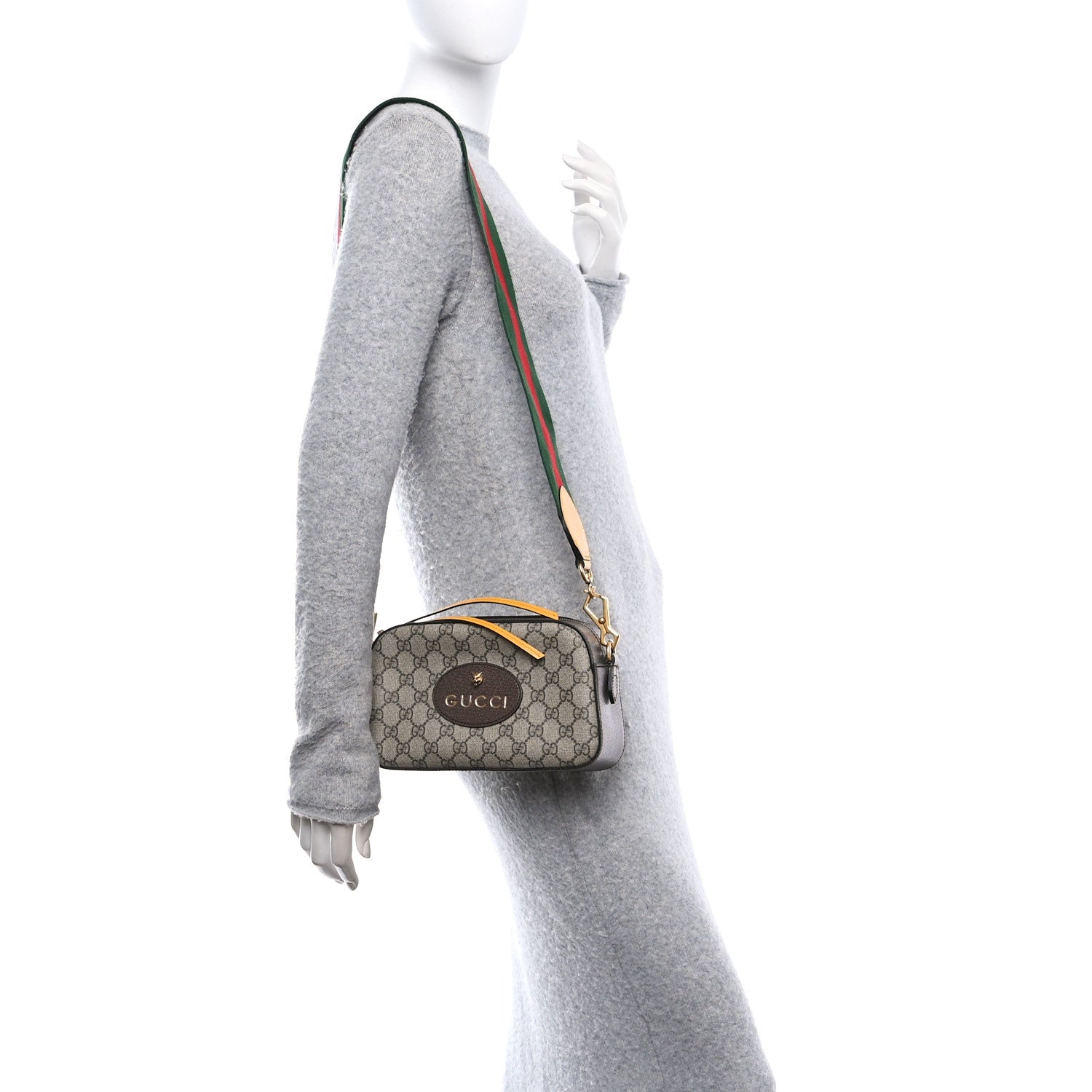 Gucci GG Supreme Monogram Web Neo Vintage Shoulder Bag Beige New Acero Crop 2 of 12