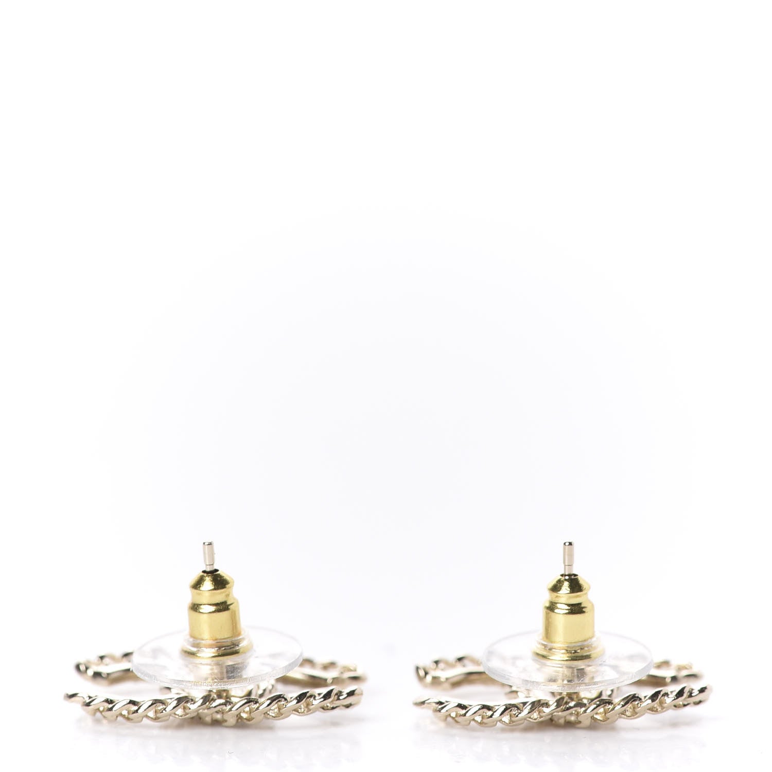 Chanel Crystal Chain CC Earrings Gold 3 of 5