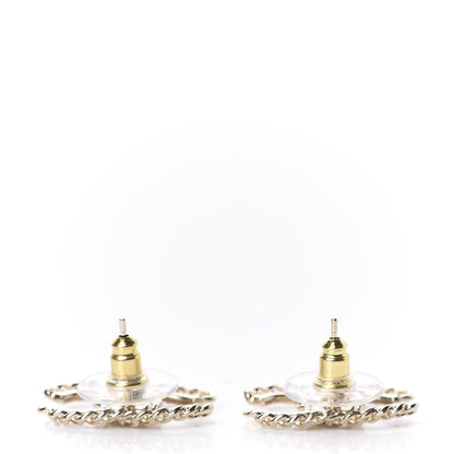 Chanel Crystal Chain CC Earrings Gold 3 of 5