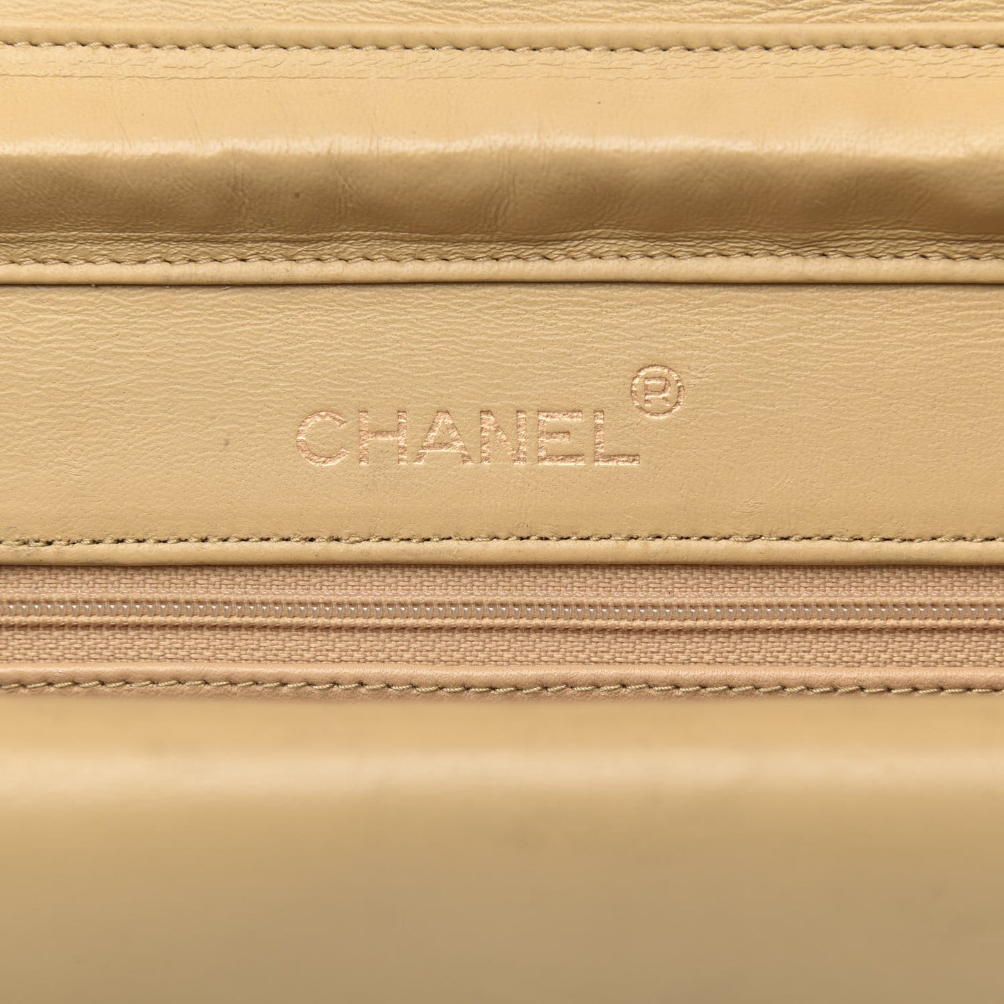 Lambskin Quilted Medium Double Flap Beige