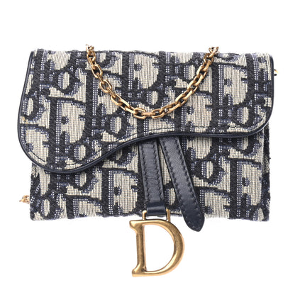 Christian Dior Oblique Nano Saddle Chain Pouch Blue 1 of 4