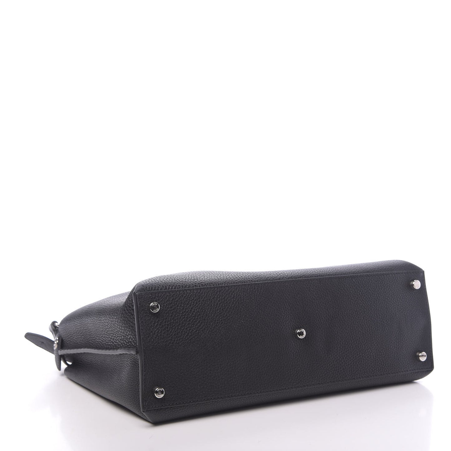 Cuoio Romano Selleria Vitello Grace Glazed Fabric FF 1974 Large Peekaboo Iconic Essential Satchel Black