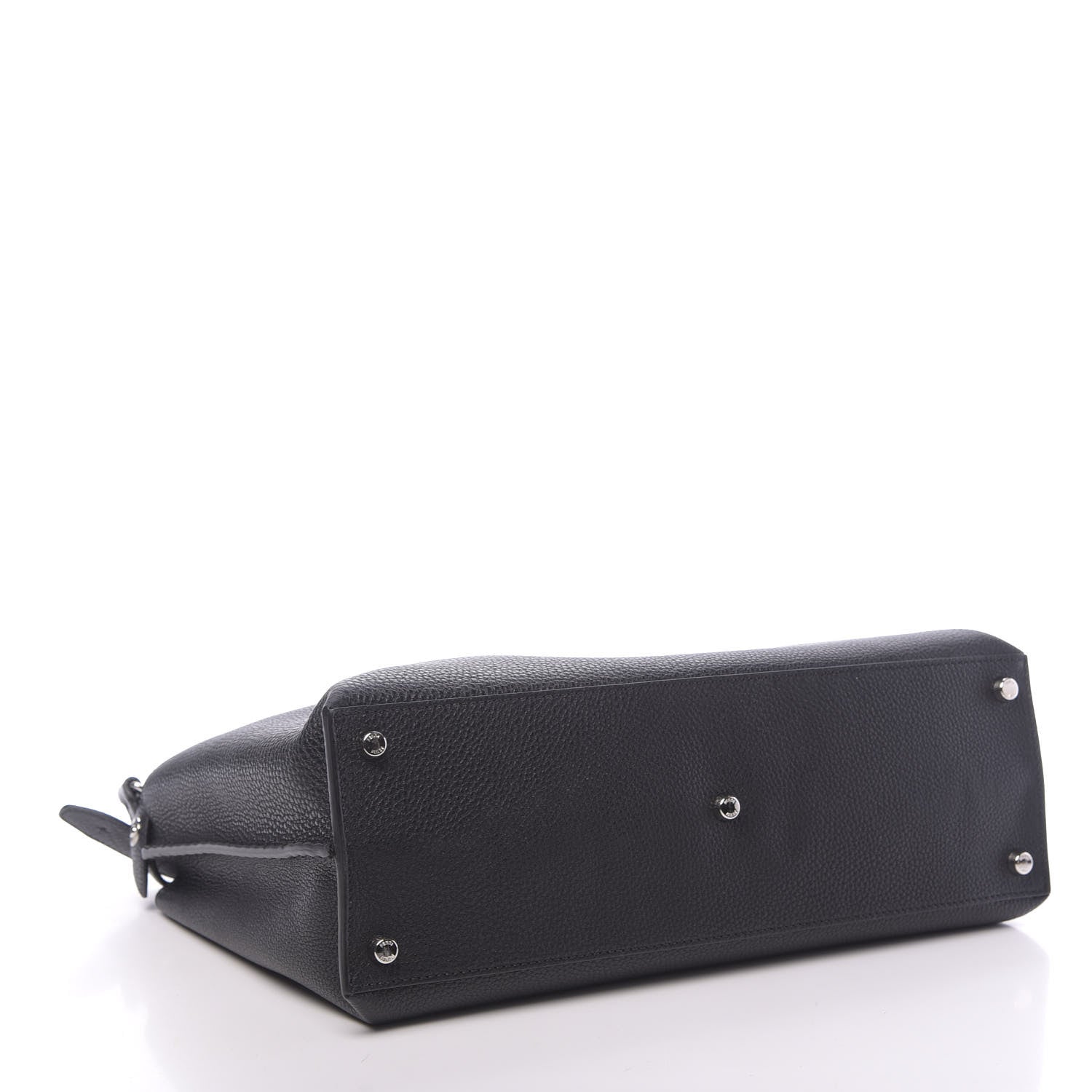 Fendi Cuoio Romano Selleria Vitello Grace Glazed Fabric FF 1974 Large Peekaboo Iconic Essential Satchel Black 4 of 11