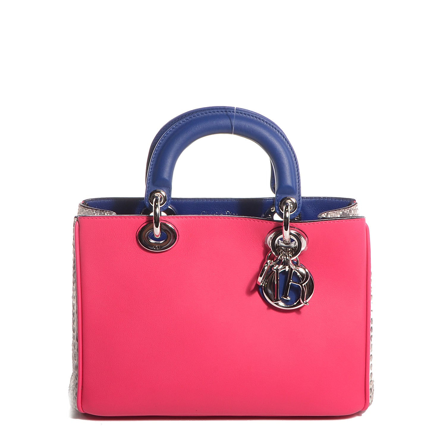 Christian Dior Calfskin Python Small Diorissimo Bag Fuchsia 1 of 9