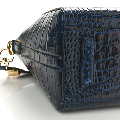Givenchy Calfskin Crocodile Embossed Small Antigona Deep Blue 10 of 11
