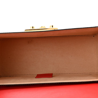 Gucci GG Supreme Monogram Apple Small Padlock Bamboo Shoulder Bag Beige Multicolor Lobster Red 5 of 10