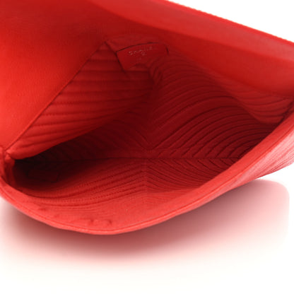 Chanel Calfskin Chevron Quilted Small Envelope Clutch Red 5 of 9