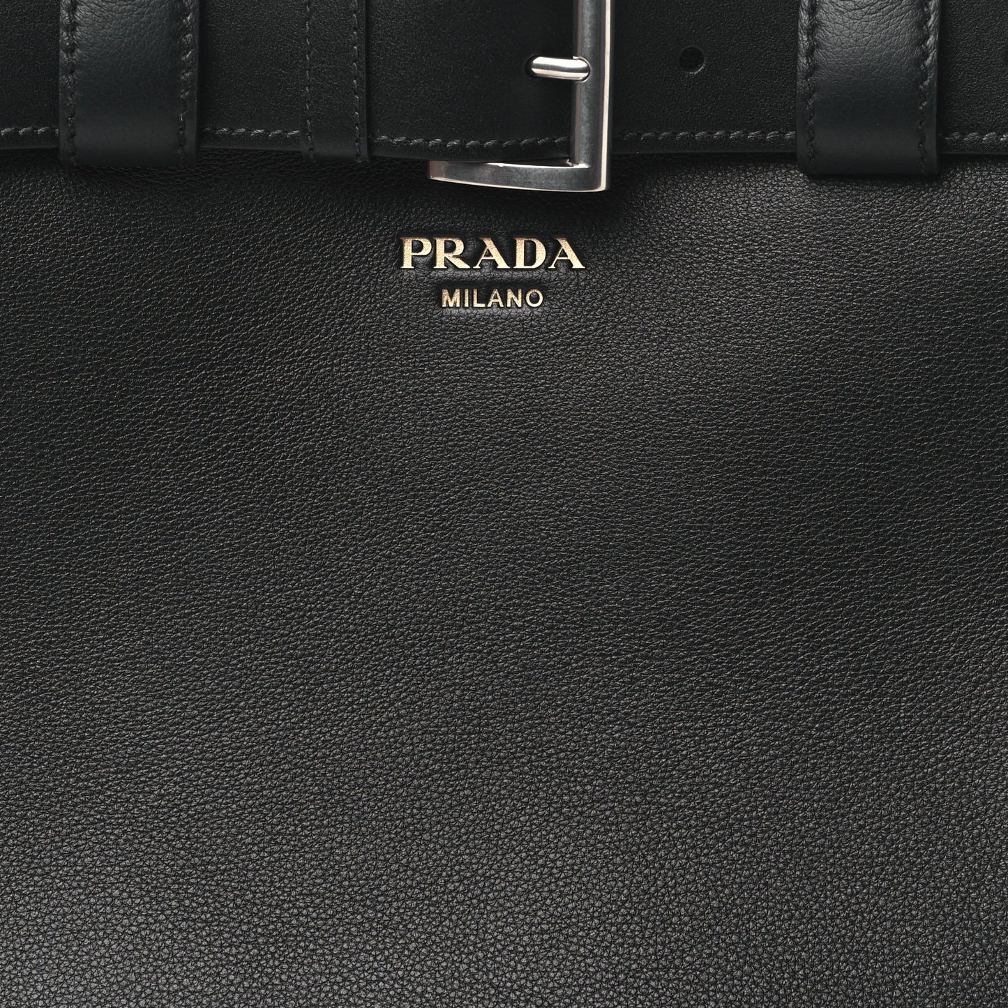 Soft Grain Calfskin Large Buckle Bag With Belt Black