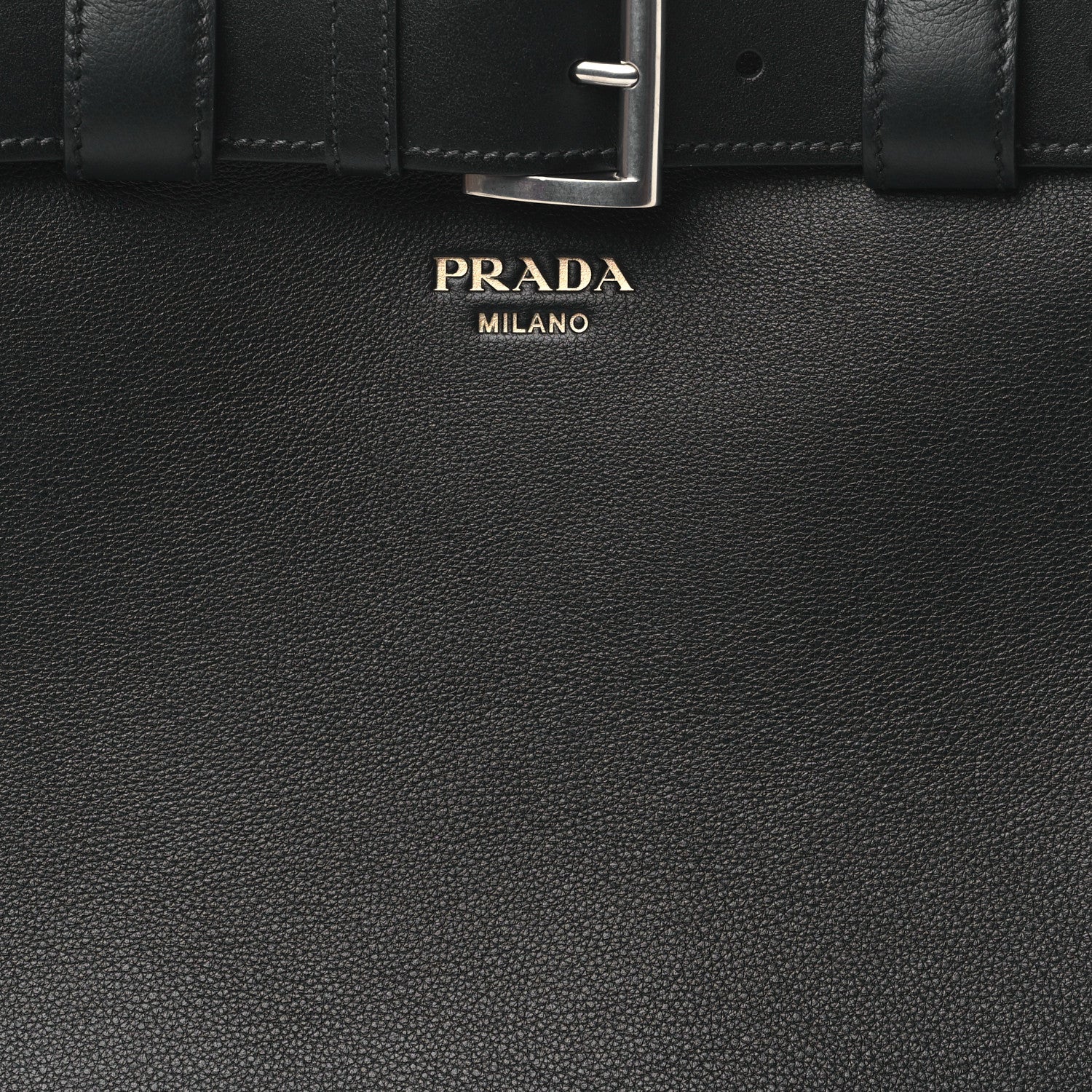 Prada Soft Grain Calfskin Large Buckle Bag With Belt Black 7 of 10