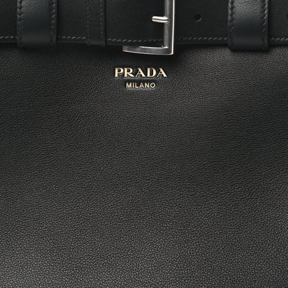 Prada Soft Grain Calfskin Large Buckle Bag With Belt Black 7 of 10