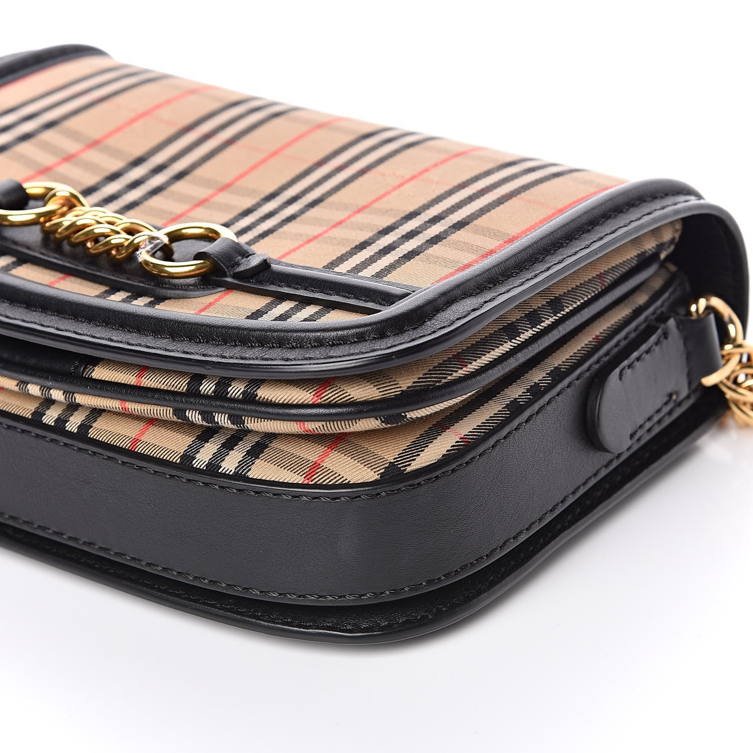 Burberry Smooth Calfskin 1983 Knight Check Link Shoulder Bag Black 8 of 11