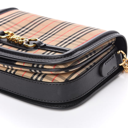 Burberry Smooth Calfskin 1983 Knight Check Link Shoulder Bag Black 8 of 11