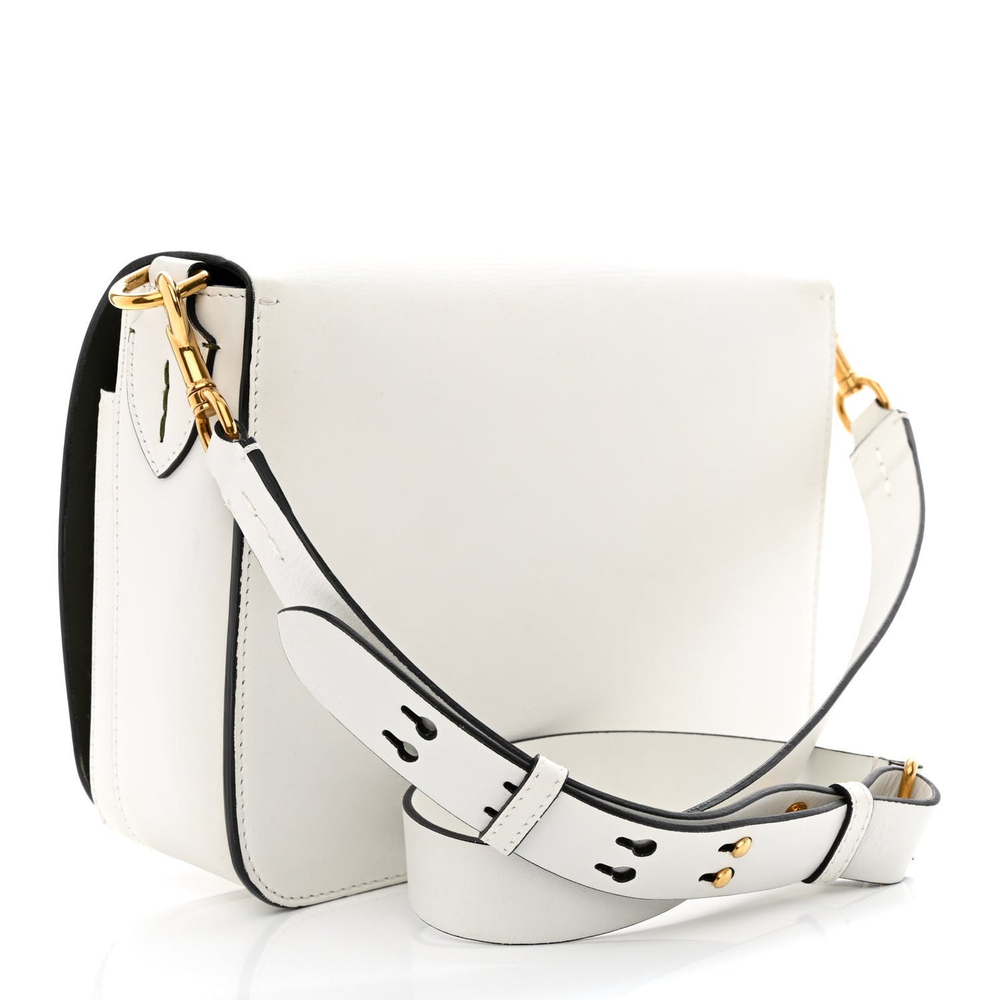 Calfskin Large Square Satchel Chalk White