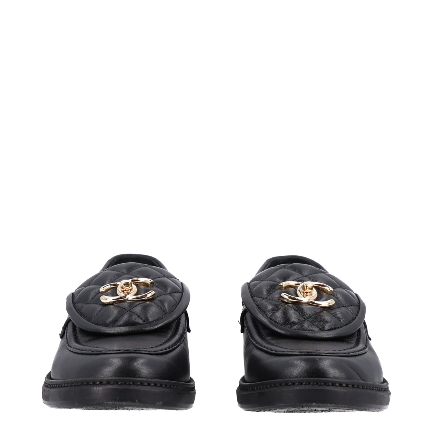 Lambskin Quilted CC Turnlock Loafers 38.5 Black