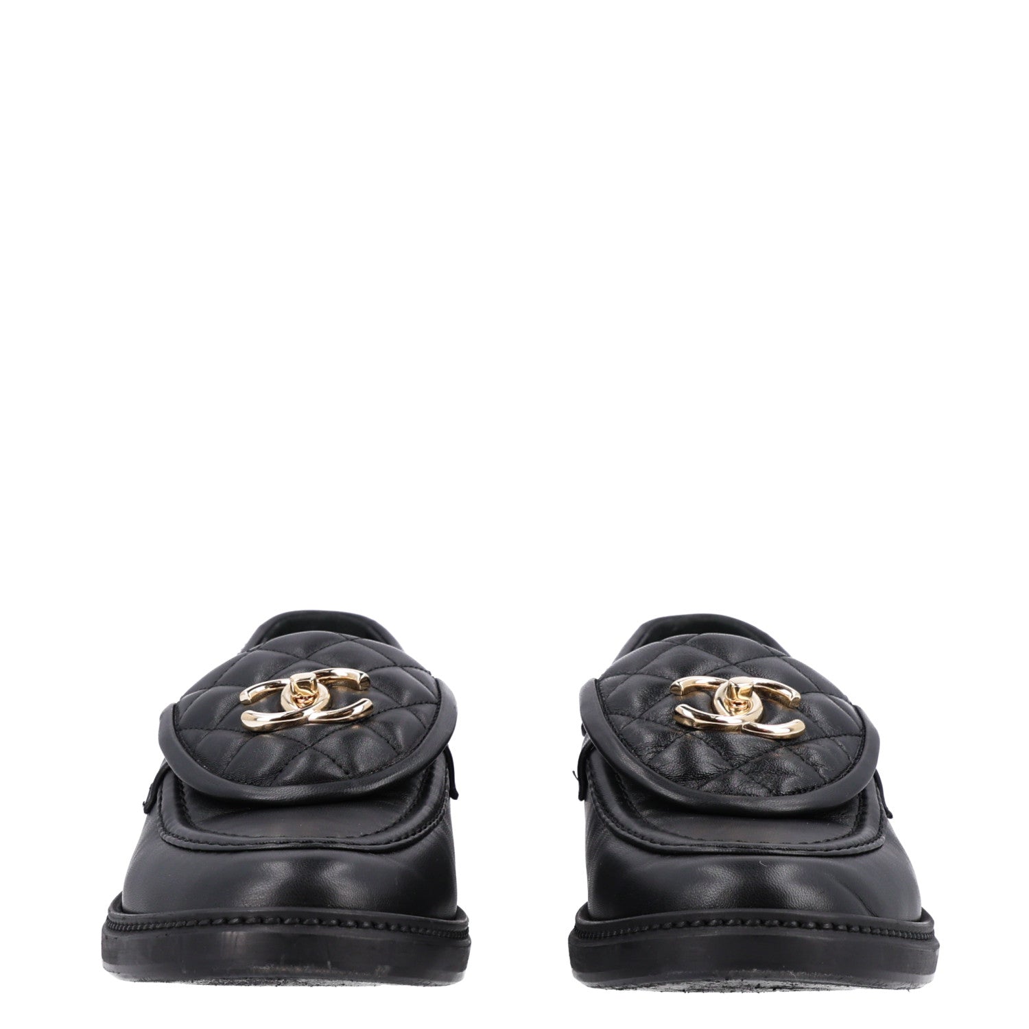 Chanel Lambskin Quilted CC Turnlock Loafers 38.5 Black 3 of 8