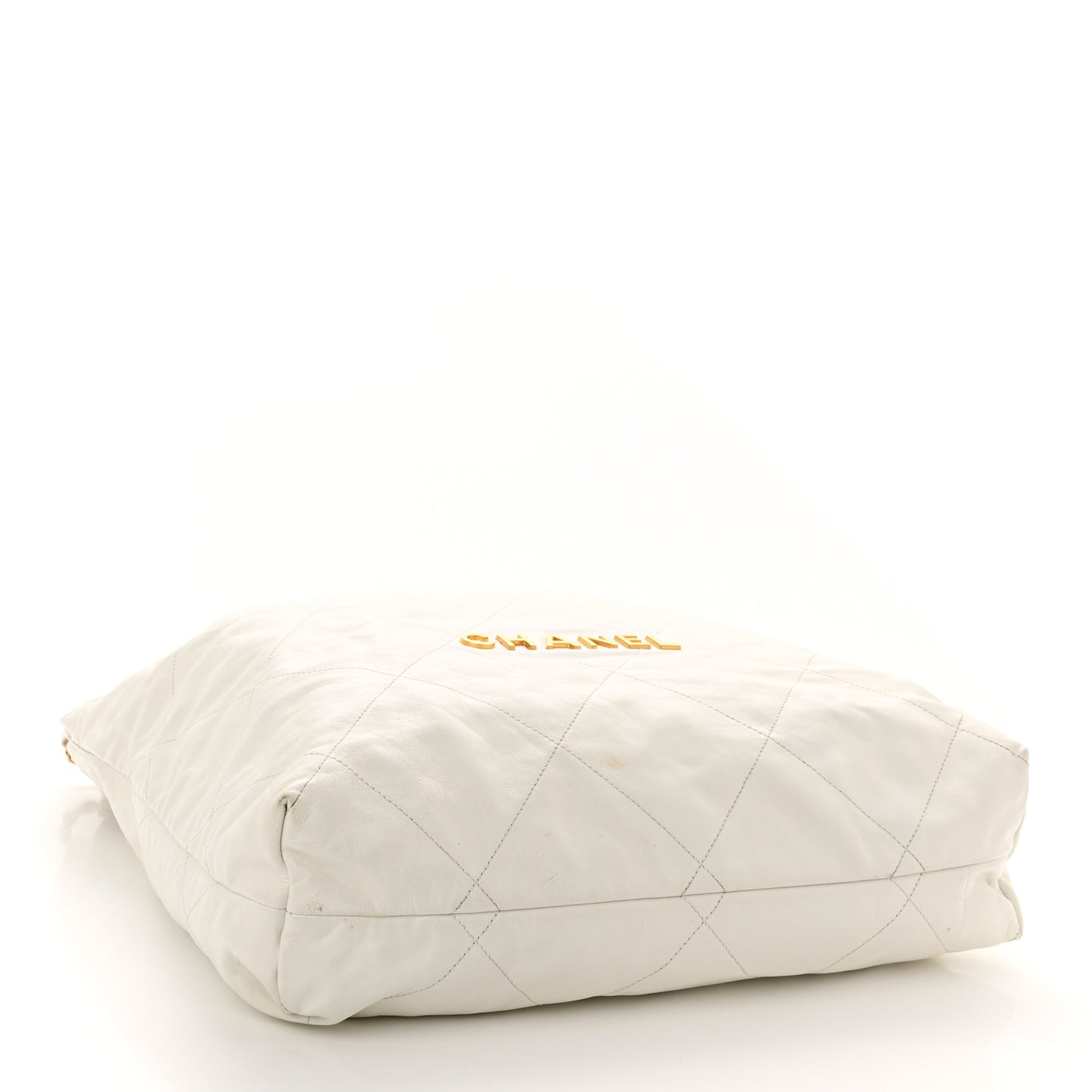 Shiny Calfskin Quilted Large Chanel 22 White