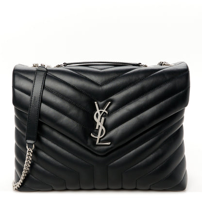 Saint Laurent Calfskin Y Quilted Monogram Medium Loulou Chain Satchel Black 1 of 11