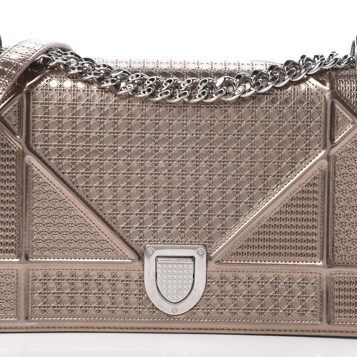 Metallic Patent Micro-Cannage Medium Diorama Flap Bag Hyper Pink