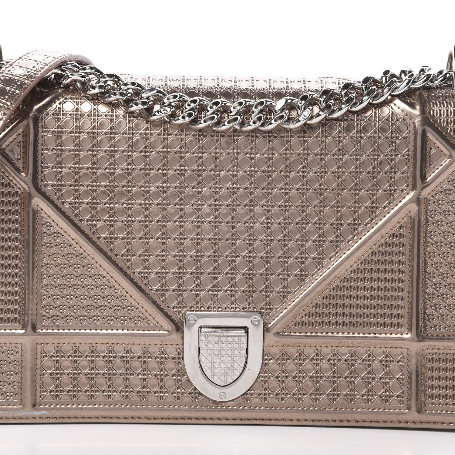 Christian Dior Metallic Patent Micro-Cannage Medium Diorama Flap Bag Hyper Pink 9 of 19