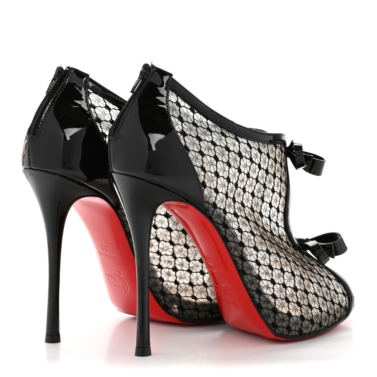 Christian Louboutin Patent Fishnet Lace Empiralta 120 Pumps 38 Black 5 of 8