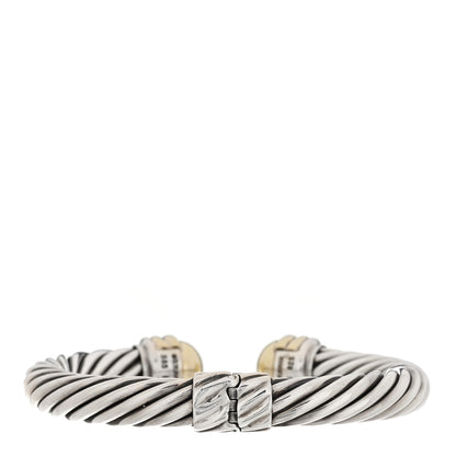 David Yurman Sterling Silver 14K Yellow Gold 10mm Cable Classics Hinged Bracelet 2 of 4