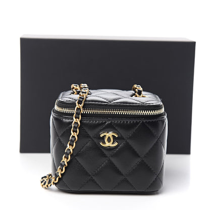 Chanel Lambskin Quilted Mini Vanity Case With Chain Black 11 of 11