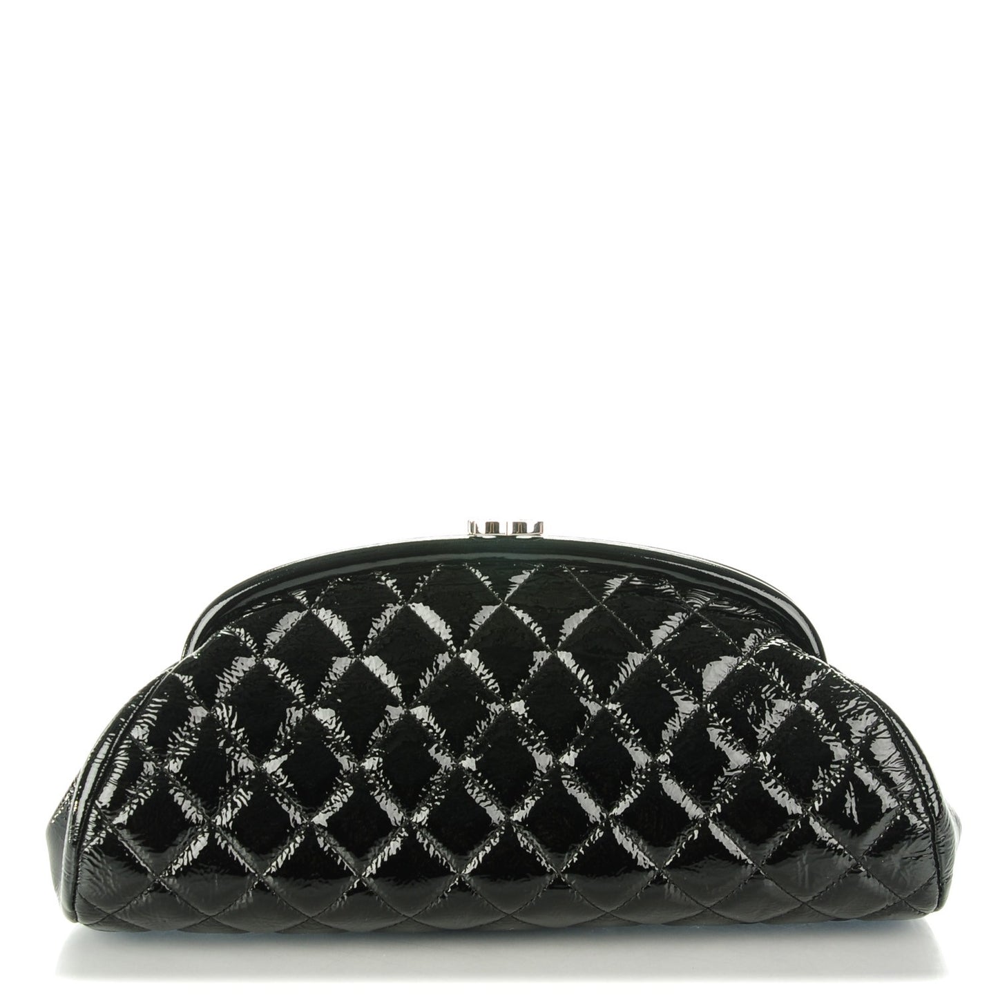 Distressed Patent Quilted Timeless Clutch Black