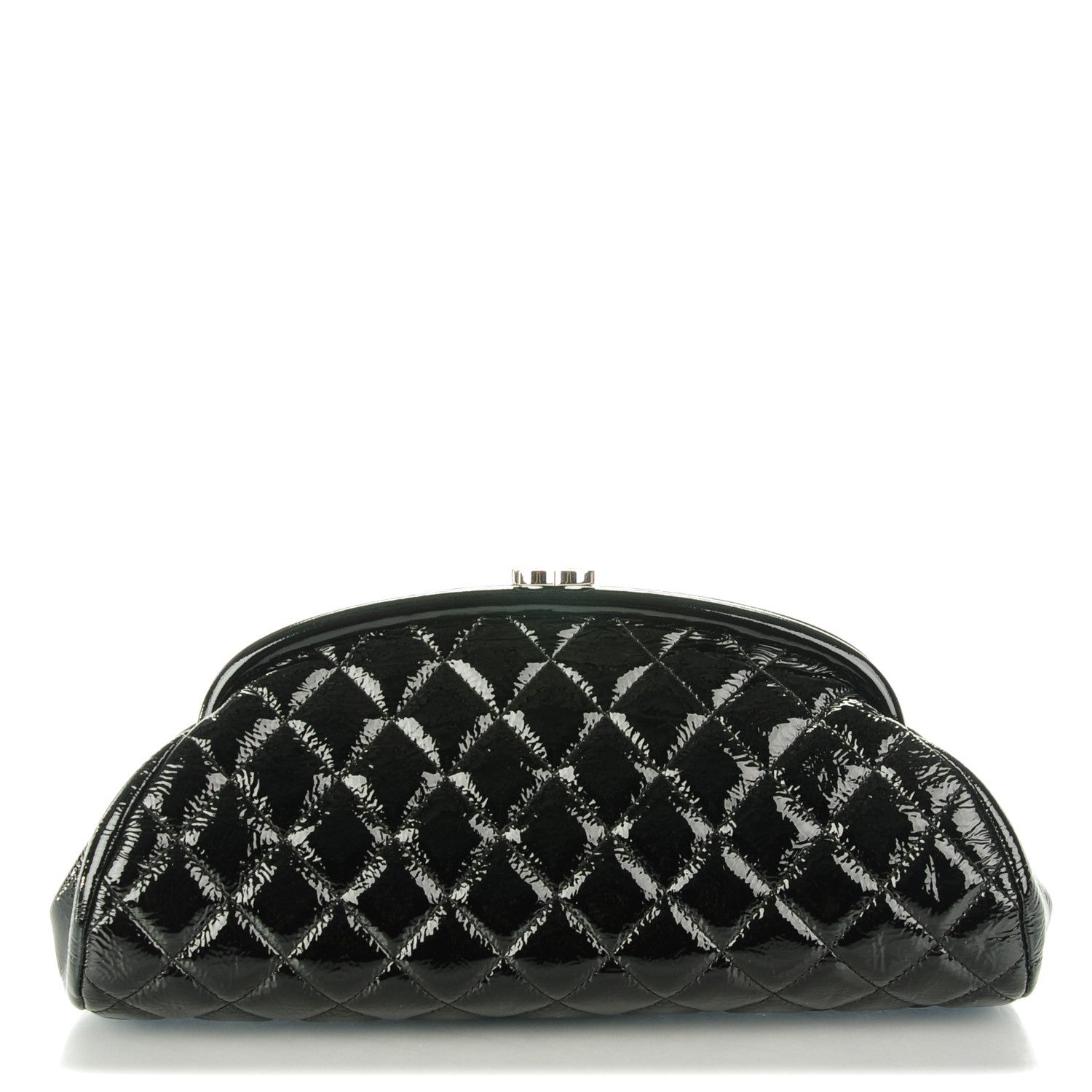 Chanel Distressed Patent Quilted Timeless Clutch Black 1 of 7