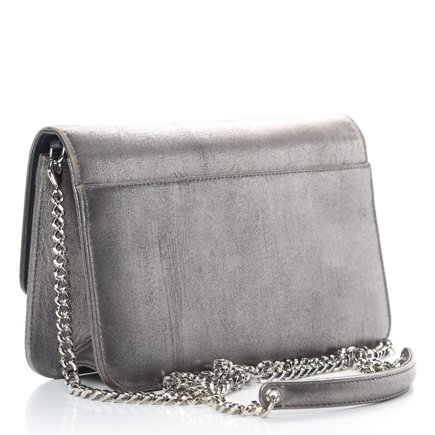 Metallic Brushed Calfskin Miss Dior Promenade Pouch Gunmetal