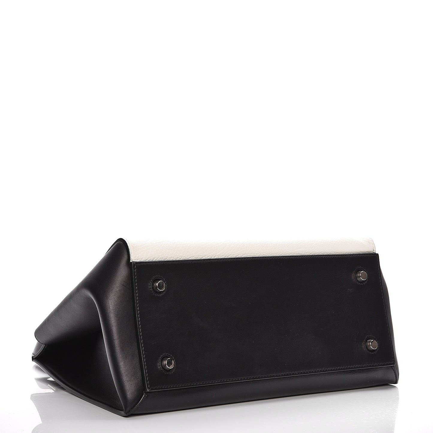 Supple Calfskin Medium Bi-Color Edge Shoulder Bag Cream