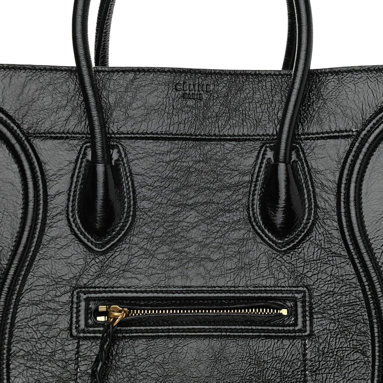 Celine Crinkled Patent Calfskin Medium Phantom Luggage Black 5 of 10