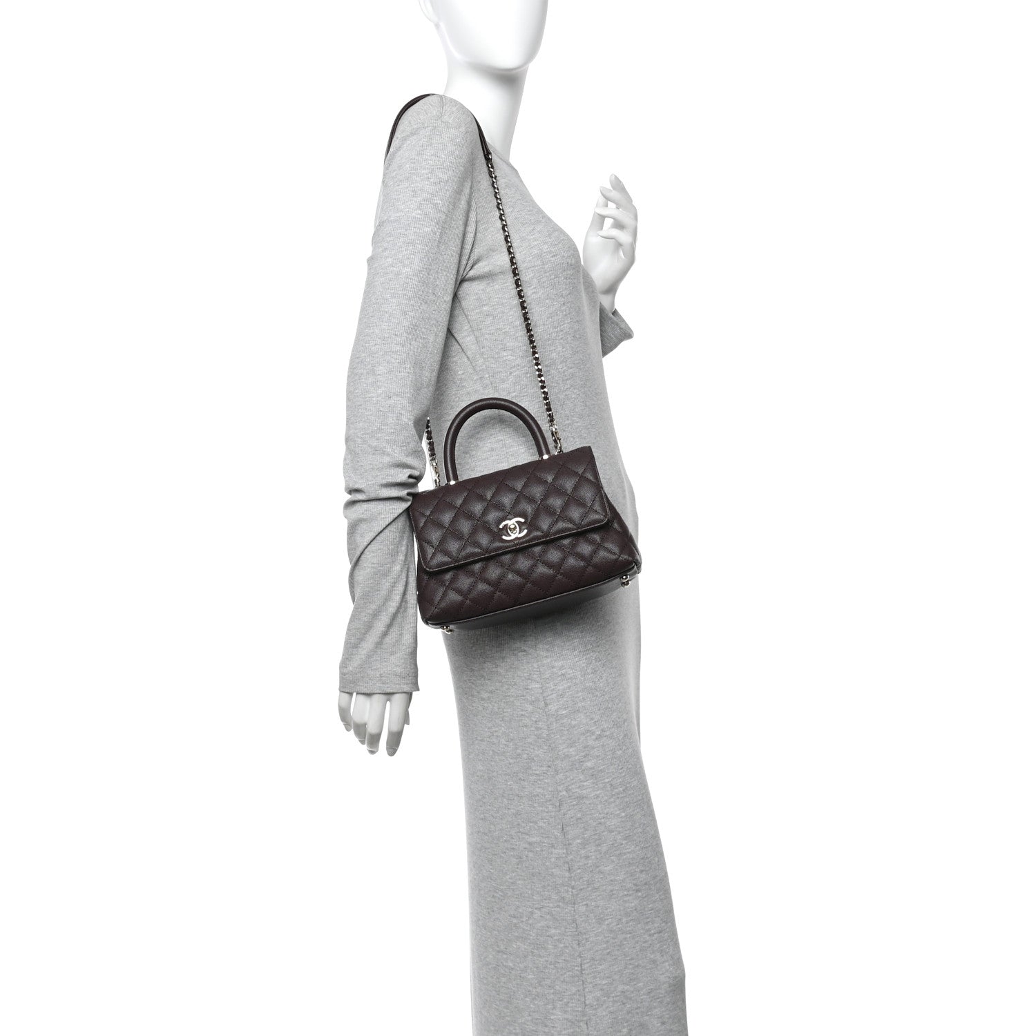 Chanel Caviar Quilted Mini Coco Handle Flap Burgundy 2 of 10