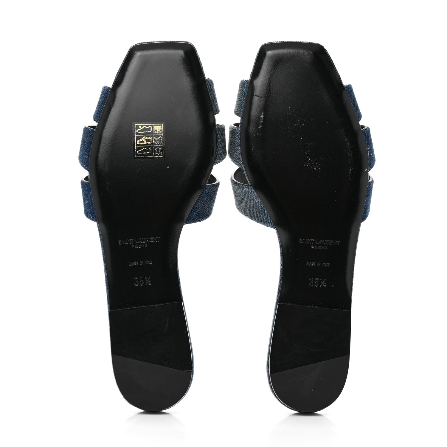 Saint Laurent Denim Tribute 05 Slide Sandals 35.5 Deep Navy Jeans 6 of 11
