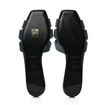 Saint Laurent Denim Tribute 05 Slide Sandals 35.5 Deep Navy Jeans 6 of 11