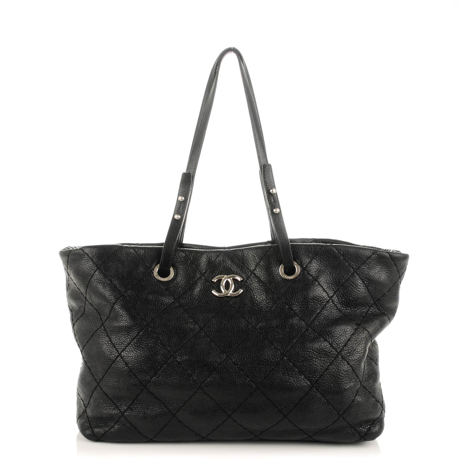 Chanel Glazed Calfskin Large On The Road Tote Black 1 of 11