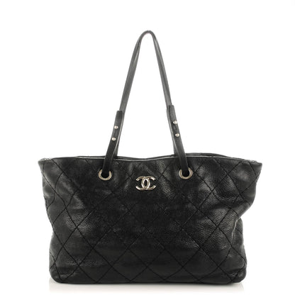 Chanel Glazed Calfskin Large On The Road Tote Black 1 of 11