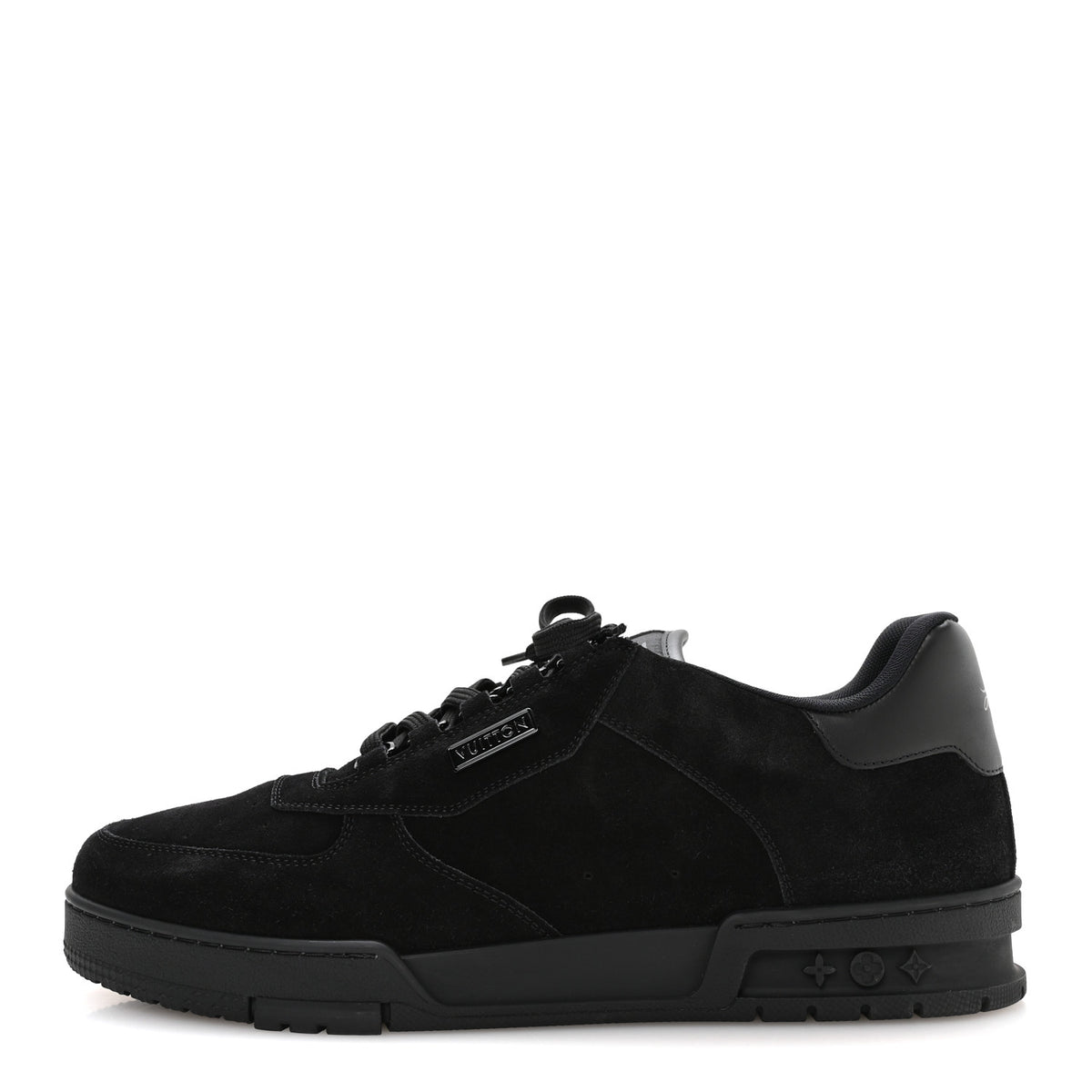 Calfskin Suede Mens LV Trainer Sneakers 10 Black