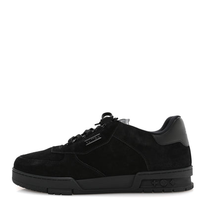 Louis Vuitton Calfskin Suede Mens LV Trainer Sneakers 10 Black 1 of 8