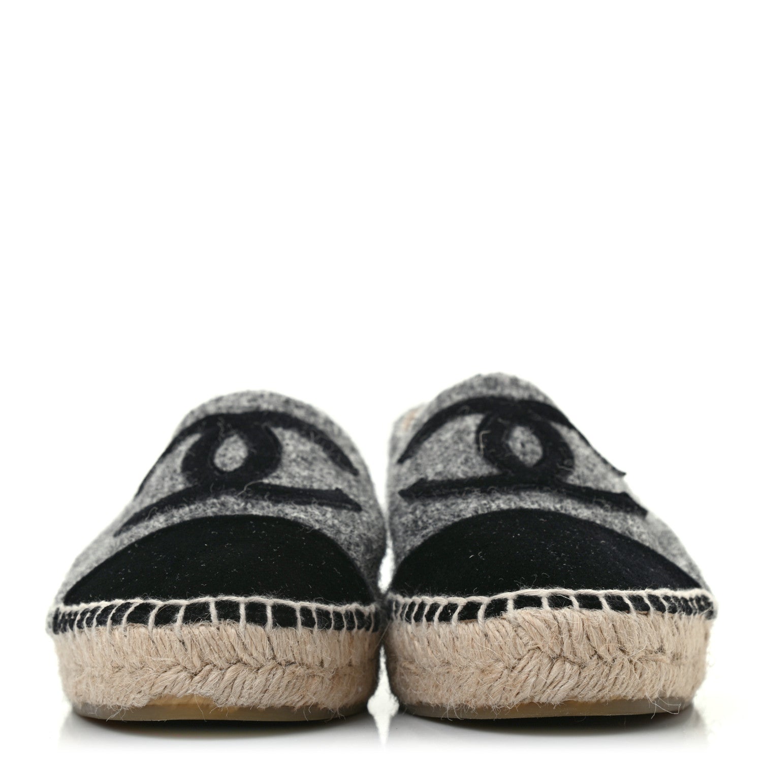 Chanel Tweed Velvet CC Espadrilles 38 Grey Black 2 of 6