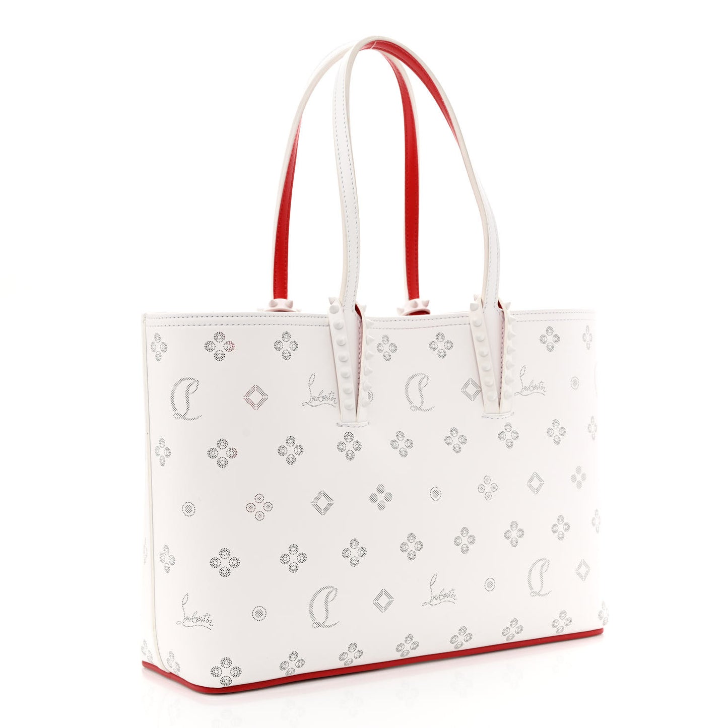 Calfskin Loubinthesky Mini East West Cabata Tote White
