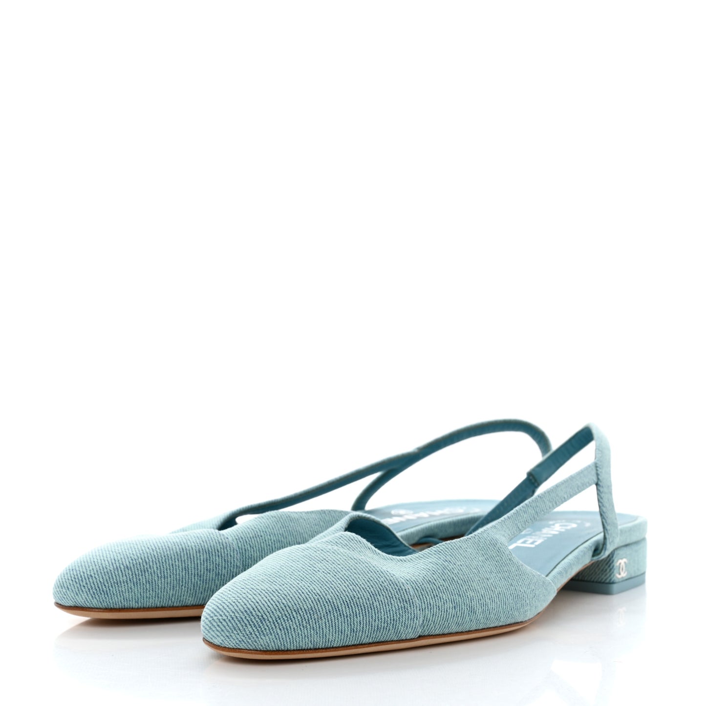 Denim Cap Toe CC Slingback Flats 40 Blue