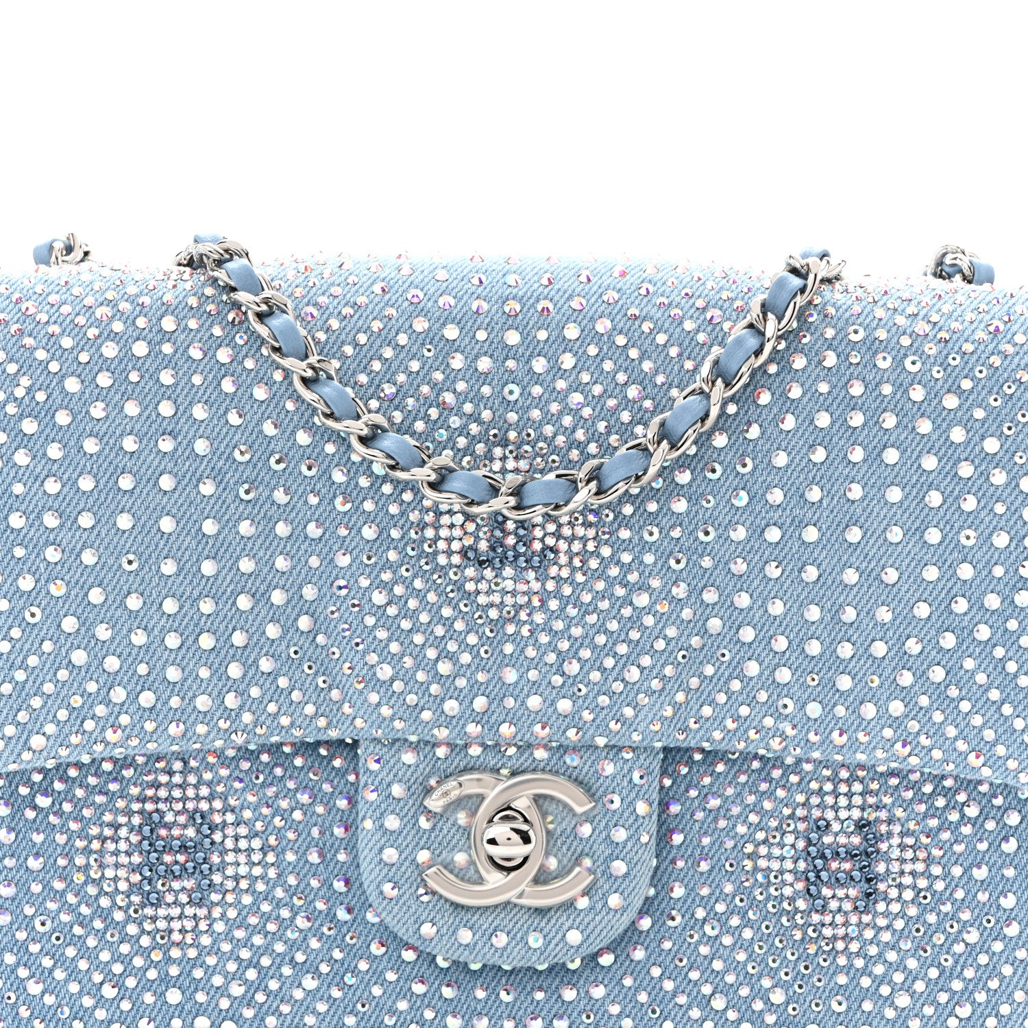 Chanel Denim Strass Evening Flap Bag Blue 8 of 11