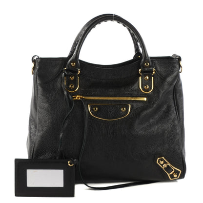 Balenciaga Chevre Gold Metallic Edge Hardware Velo Black 1 of 7
