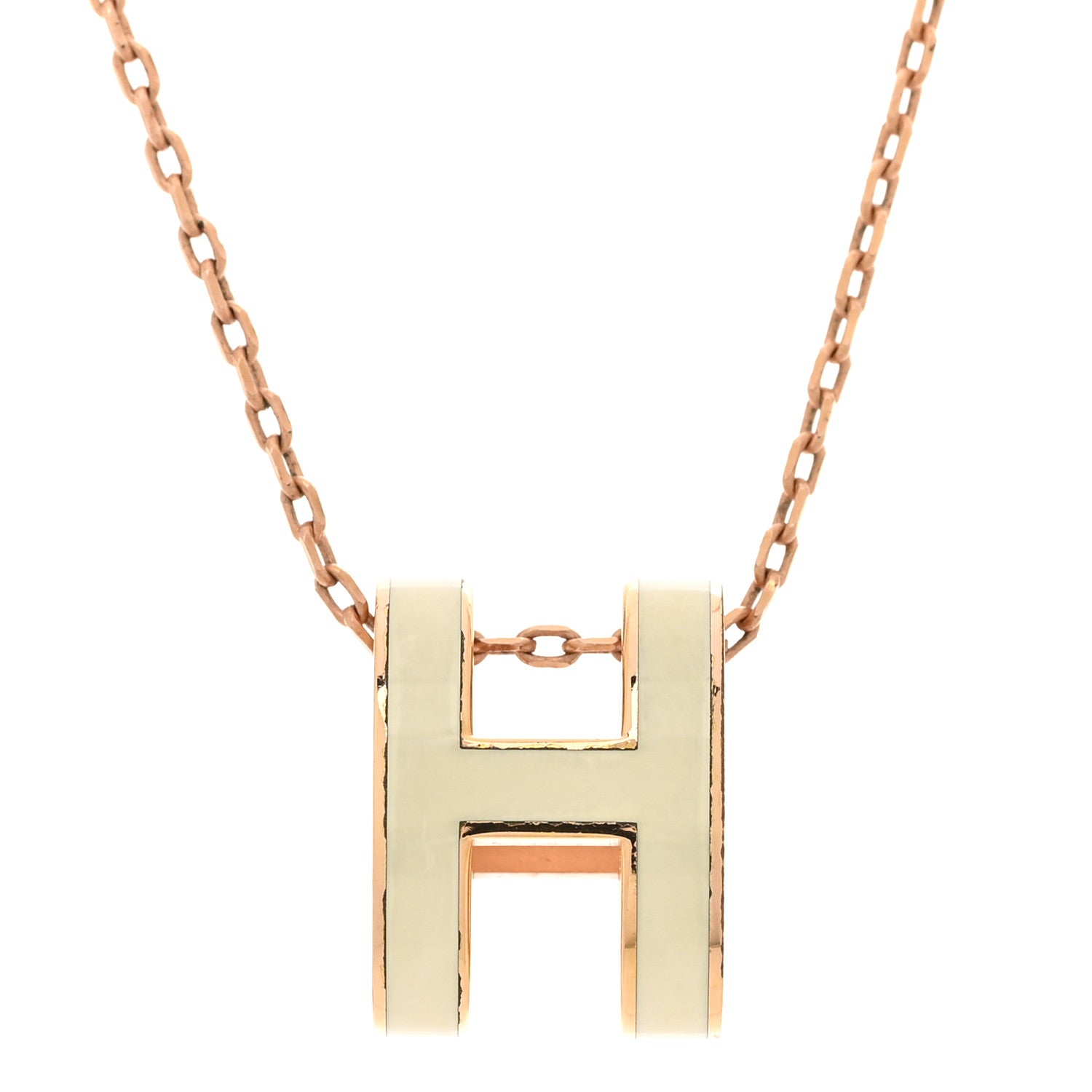 Hermes Lacquered Rose Gold Pop H Pendant Necklace White 4 of 8