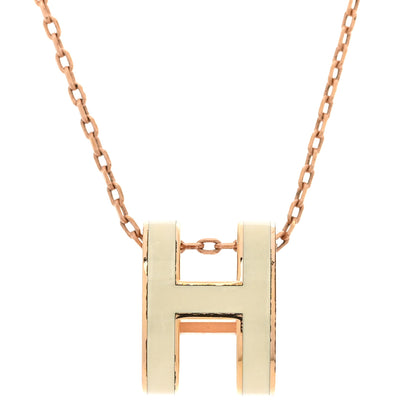 Hermes Lacquered Rose Gold Pop H Pendant Necklace White 4 of 8