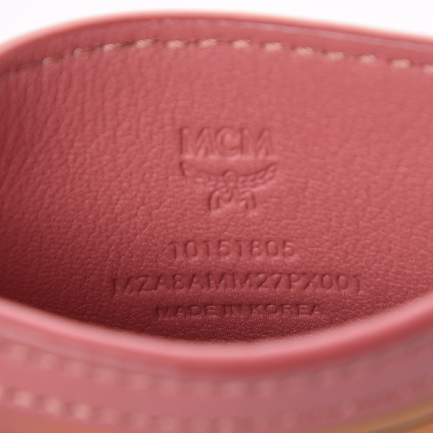 MCM Calfskin Cassette Mini Card Case Velvet Pink 5 of 7