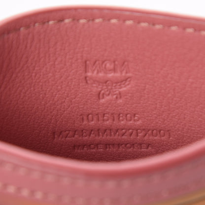 MCM Calfskin Cassette Mini Card Case Velvet Pink 5 of 7