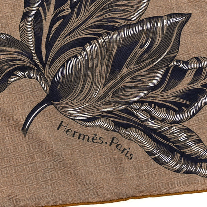 Hermes Cashmere Silk Tulipomanie Giant Pointe Triangle Scarf Caramel Anthracite White 2 of 3