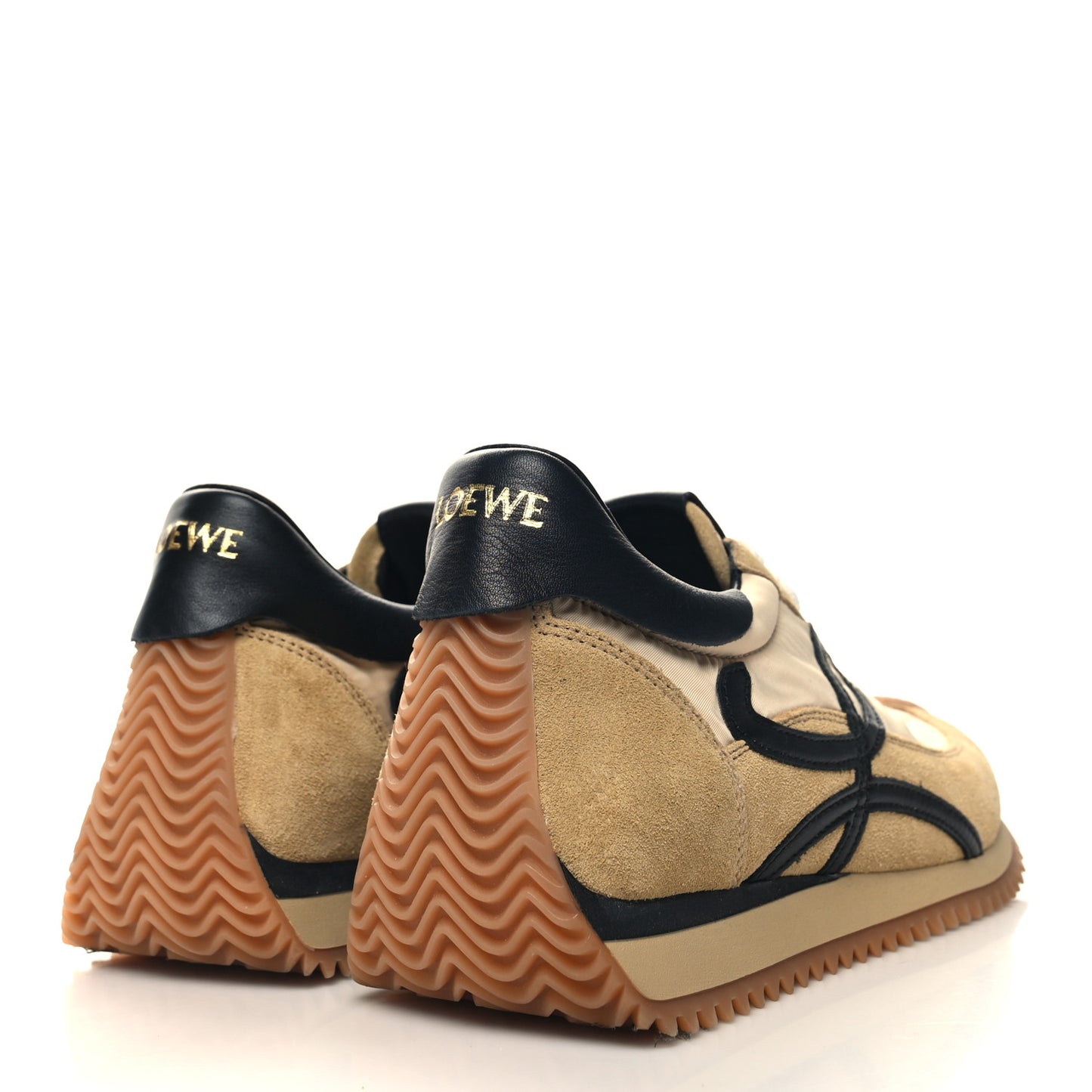 Nylon Suede Flow Runner Sneakers 38 Gold Black
